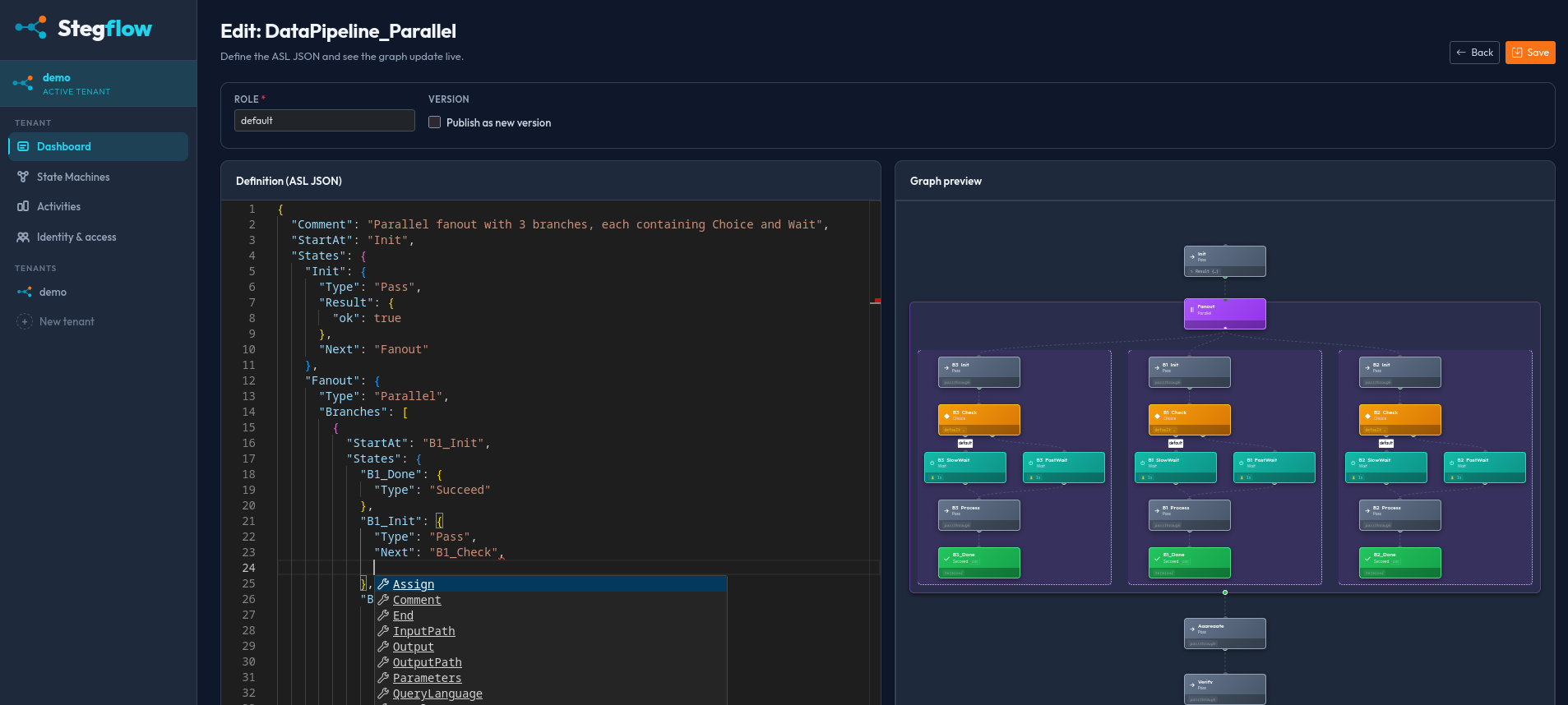 Stegflow web console